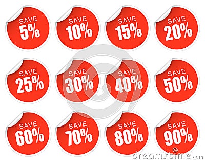 Discount Stickers - red Vector Illustration