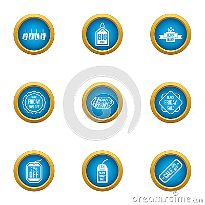 Discount time icons set, flat style Vector Illustration