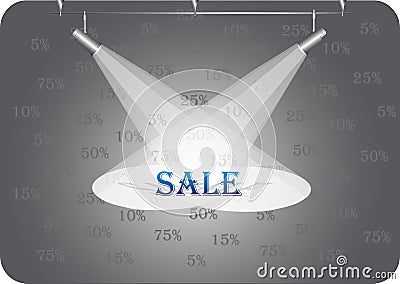 Discount under searchlights Vector Illustration