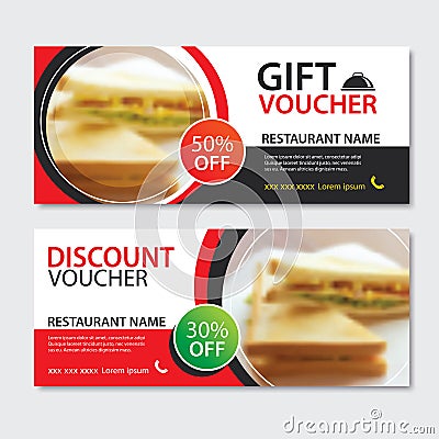 Discount voucher sandwich template design. Set of breakfast and Vector Illustration