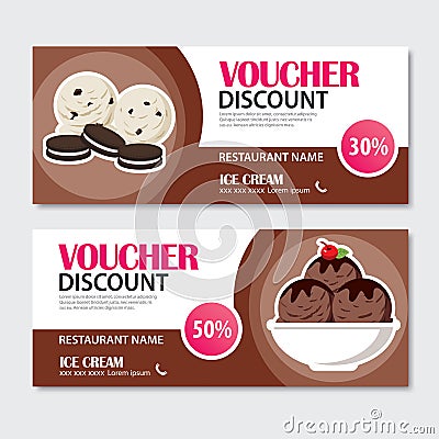 Discount voucher set of ice cream template design. Vector Illustration