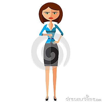 Discouraged girl. Unhappy business-lady. Irritated girl. Vector. Vector Illustration