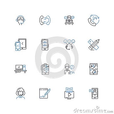 Discourse line icons collection. Conversation, Dialogue, Debate, Communication, Discussion, Interaction, Engagement Vector Illustration