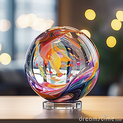 Abstract Gaze: Capturing the Essence of Blurry Patterns in the Shiny Lensball. Generative AI Stock Photo