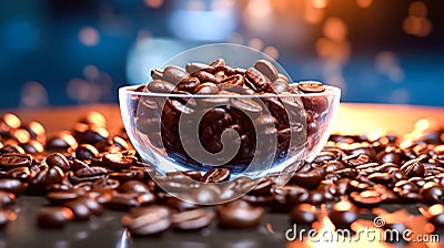 diverse world of coffee roasts with an assortment of beans laid out on a rustic wooden table Stock Photo