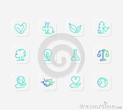 Eco friendly and ethical icons, highlighting handmade products crafted with care for sustainable and ethical living Vector Illustration