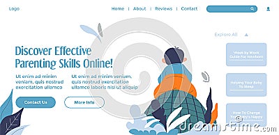 Discover effective parenting skills online, web Vector Illustration