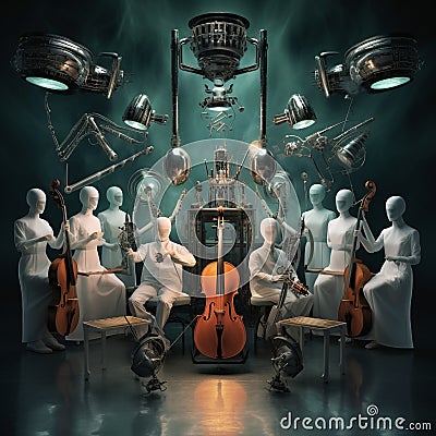 Futuristic Orchestra of Medical Instruments Stock Photo