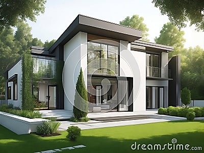 Modern House , Property , Two Story House for sale , House Image for flyer , Luxury House Stock Photo