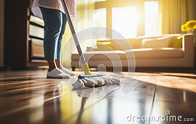 Clean Home Essentials Modern Apartment Floor Care Stock Photo