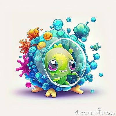 Discover function of Nucleolus, center for making ribosomes. cute children creature, AI generation Stock Photo
