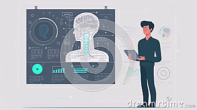 Discover the futuristic office presentation with a focus on robots and data interpretation AIG62 Stock Photo