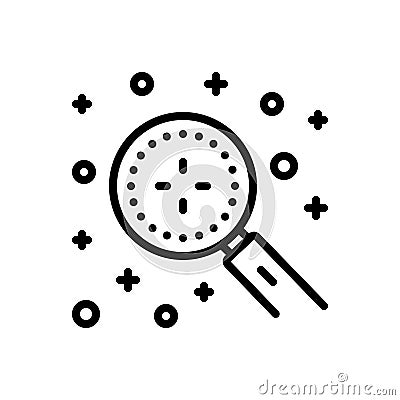 Black line icon for Discover, magnifying and detect Vector Illustration