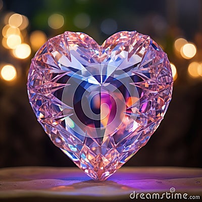 Discover the intertwining of love and light in this shiny crystal heart Stock Photo