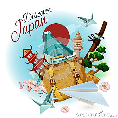 Discover Japan Poster Stock Photo