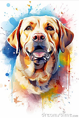 Artistic Rendition: Labrador Retriever in Illustrative Glory Cartoon Illustration