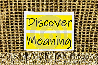 Discover meaning business idea philosophy potential purpose life Stock Photo