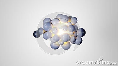 Discover the mesmerizing Glowing Abstract Molecular Structure formed by Spherical objects Stock Photo