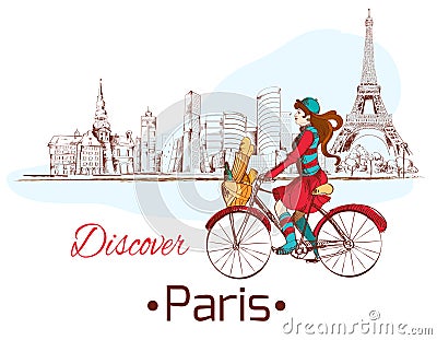 Discover Paris poster Vector Illustration