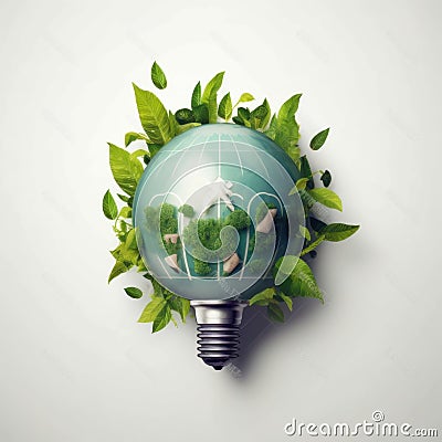 Eco-Friendly Globe: Earth-Lightbulb Hybrid. Generative AI Stock Photo