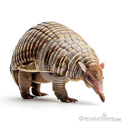 Portrait of an armadillo isolated on a white background. Cartoon Illustration
