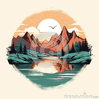 Karst In A Vintage Sunset: Stunning Vector Graphics Stock Photo