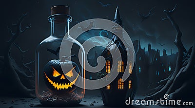 Breaking the Curse Shattering Glass and Unleashing Halloween Nightmares Stock Photo