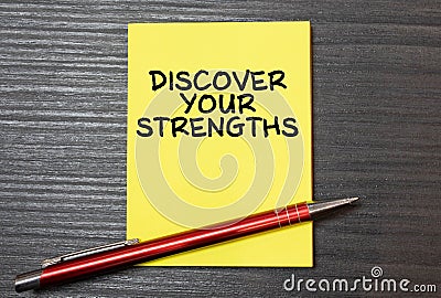 Discover Your Strengths written on note. Business Concept. Top view Stock Photo