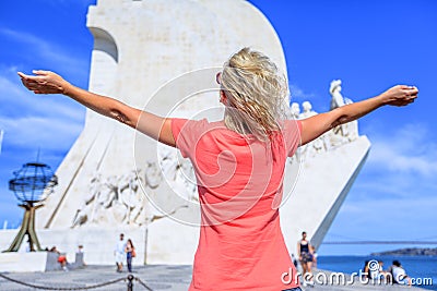 Discoveries Monument woman Editorial Stock Photo