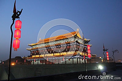 Discovering China: Xian ancient city wall. Stock Photo