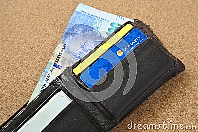 Discovery medical aid card inside a wallet. Health insurance in South Africa concept Editorial Stock Photo