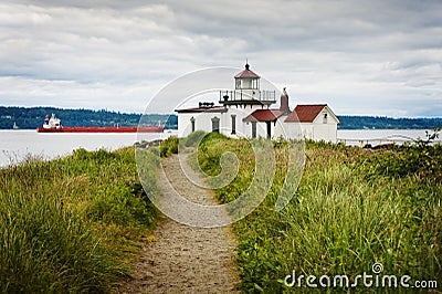 Discovery Park Lighthouse. Stock Photo