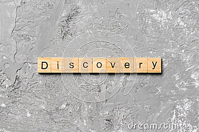 Discovery word written on wood block. discovery text on table, concept Stock Photo