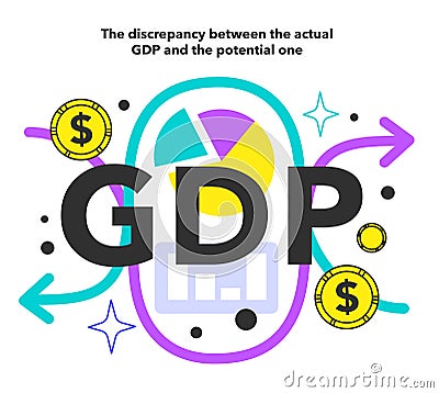 The discrepancy between the actual GDP and the potential one Vector Illustration