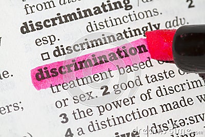 Discrimination Dictionary Definition Stock Photo