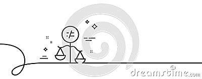 Discrimination line icon. Gender inequality scales sign. Continuous line with curl. Vector Vector Illustration