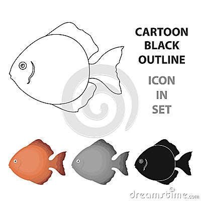 Discus fish icon cartoon. Singe aquarium fish icon from the sea,ocean life cartoon. Vector Illustration