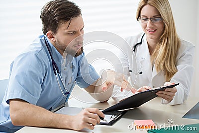 Discussing a difficult case Stock Photo