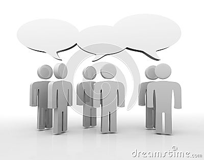 Discussion, blank speech bubbles Stock Photo