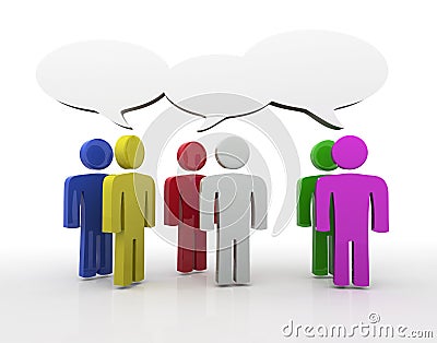 Discussion, blank speech bubbles Stock Photo