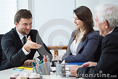 Discussion during business appointment Stock Photo