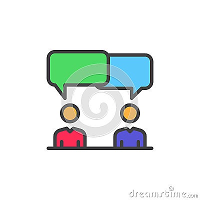 Discussion, dispute filled outline icon, colorful vector sign Vector Illustration