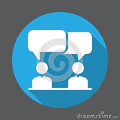 Discussion, dispute flat icon. Round colorful button, circular vector sign with long shadow effect. Vector Illustration