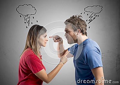 Discussion between husband and wife Stock Photo