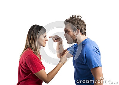 Discussion between husband and wife Stock Photo