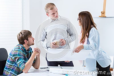 Discussion at meeting of young architects Stock Photo