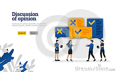 Discussion of opinion. with illustrations of people who were debating vector illustration concept can be use for, landing page, te Vector Illustration