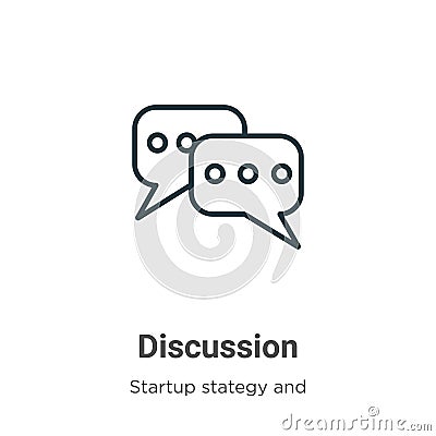 Discussion outline vector icon. Thin line black discussion icon, flat vector simple element illustration from editable startup Vector Illustration