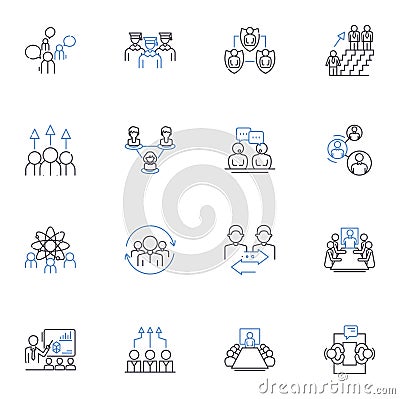 Discussion Session line icons collection. Exchange, Dialogue, Conversation, Discourse, Debate, Session, Communication Vector Illustration