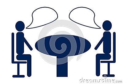 Discussion Between Two Business men at the Round Table Vector Illustration